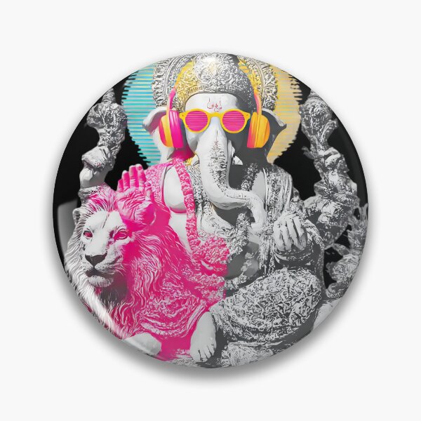 Item preview, Ganesha Lion Sculpture Retro Neon Neon Headphones Art designed and sold by PANNARUK THAILAND.