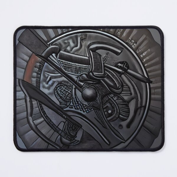 Item preview, Dark Serrated Coin Crossed Blade Orb Silver Mesh Surreal Abstract Art designed and sold by YugenWorkshop.