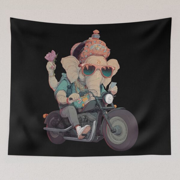 Item preview, Ganesha Cruiser Motorcycle Rider Retro Pop Art designed and sold by PANNARUK THAILAND.