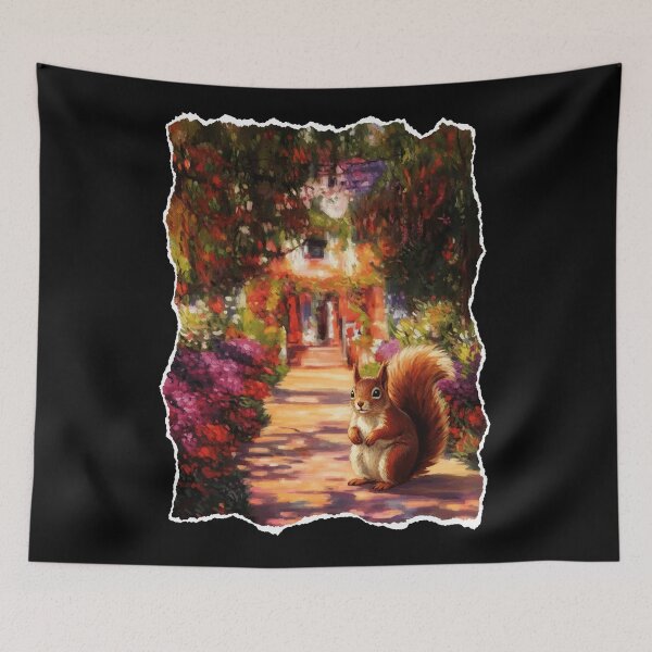 Item preview, Curious Squirrel in a Colorful Garden Path Painterly Nature Scene designed and sold by JordynLadukeg65.