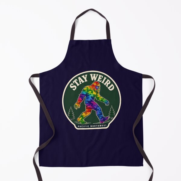 Item preview, Stay Weird Pacific Northwest Rainbow Bigfoot Badge designed and sold by Swanny's Custom T-shirt and Gift Designs.