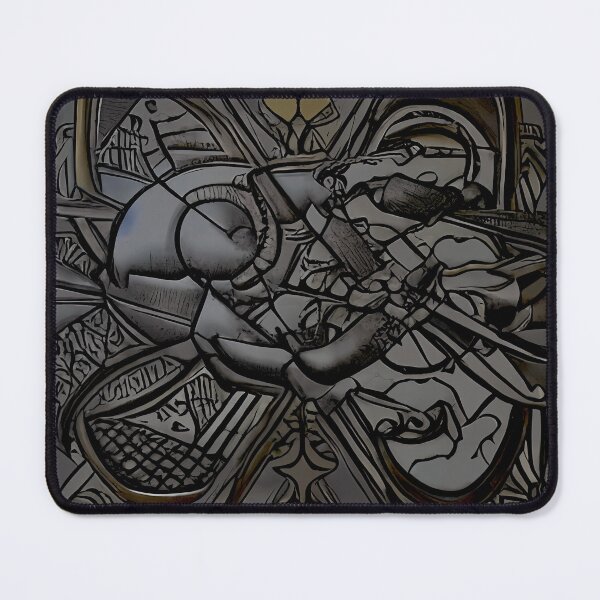 Item preview, Dark Mirrored Arms Hourglass Altar Horn Symmetry Stained Glass Surreal Abstract Art designed and sold by YugenWorkshop.