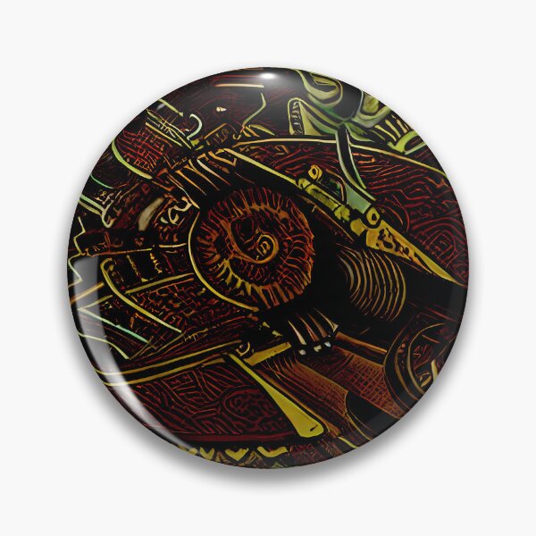 Item preview, Dark Ammonite Fossil Green Eye Spiral Scale Crimson Surreal Abstract Art designed and sold by YugenWorkshop.