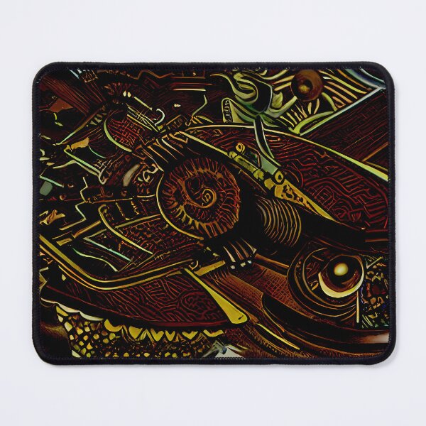 Item preview, Dark Ammonite Fossil Green Eye Spiral Scale Crimson Surreal Abstract Art designed and sold by YugenWorkshop.