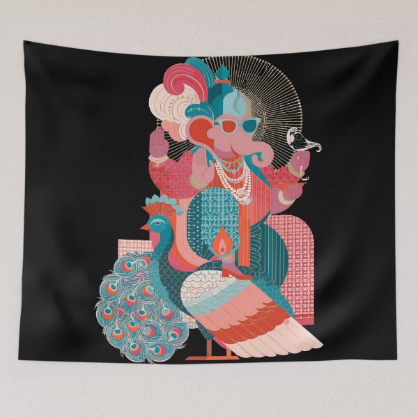 Item preview, Ganesha Peacock Geometric Flat Vector Pop Art designed and sold by PANNARUK THAILAND.