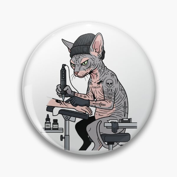 Item preview, Edgy Sphynx Cat Tattoo Artist Ink Machine designed and sold by PictoVibe.