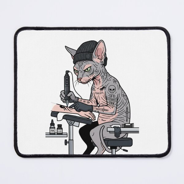 Item preview, Edgy Sphynx Cat Tattoo Artist Ink Machine designed and sold by PictoVibe.