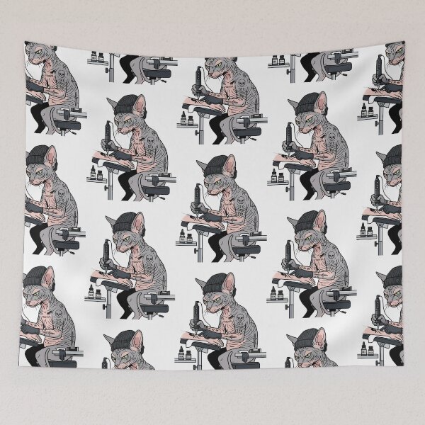 Item preview, Edgy Sphynx Cat Tattoo Artist Ink Machine designed and sold by PictoVibe.