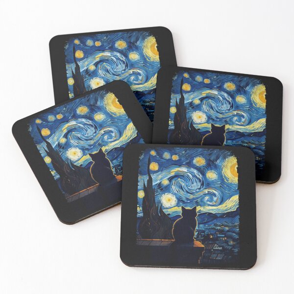 Item preview, Cat Gifts for Cat Mom Dad Womens Starry Night Van Gogh Cat  designed and sold by Littermin.