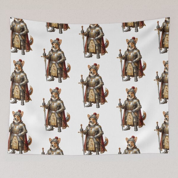 Item preview, Medieval Knight Corgi Royal Armor Sword Portrait designed and sold by PictoVibe.