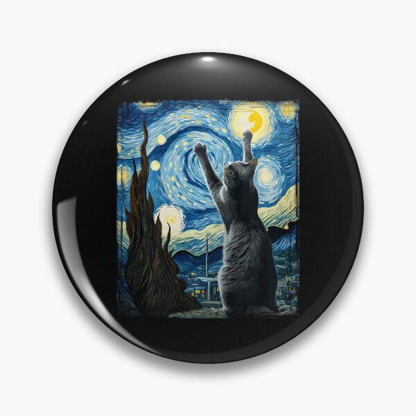Item preview, Van Gogh Starry Night Style Artistic Russian Blue Cat  designed and sold by Littermin.