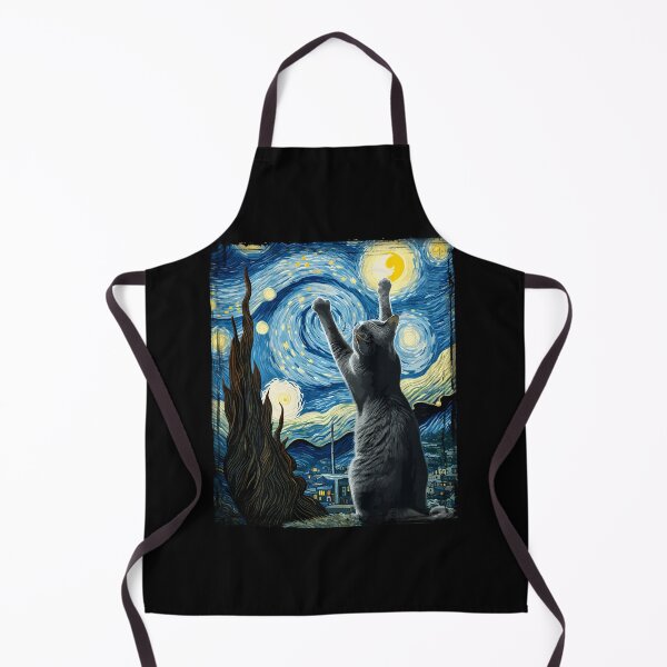 Item preview, Van Gogh Starry Night Style Artistic Russian Blue Cat  designed and sold by Littermin.