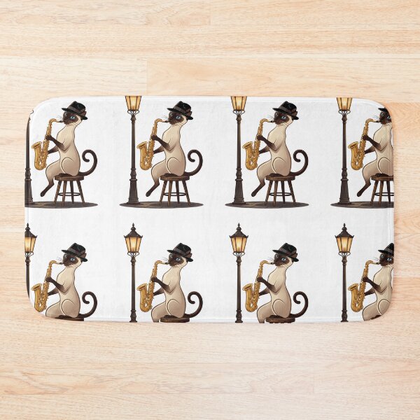 Item preview, Retro Siamese Cat Jazz Saxophone Musician Fedora designed and sold by PictoVibe.
