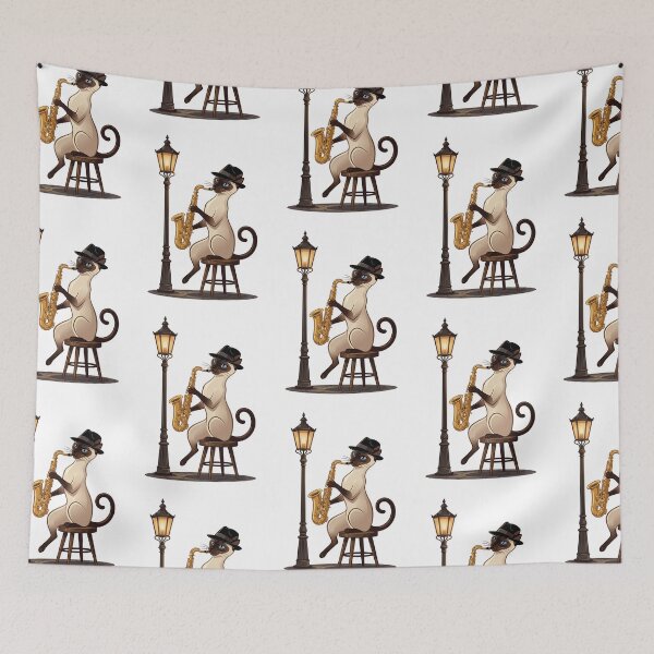 Item preview, Retro Siamese Cat Jazz Saxophone Musician Fedora designed and sold by PictoVibe.