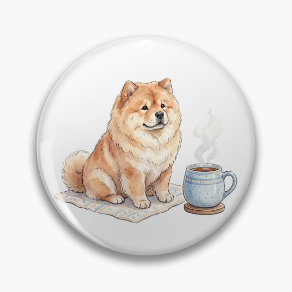Item preview, Cozy Watercolor Chow Chow Fluffy Dog with Coffee Mug designed and sold by Paws And Pause.