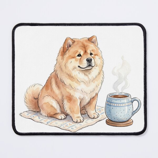 Item preview, Cozy Watercolor Chow Chow Fluffy Dog with Coffee Mug designed and sold by Paws And Pause.