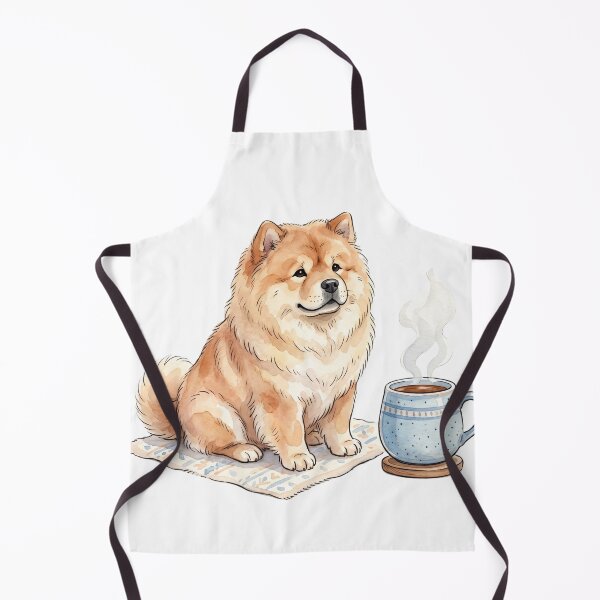 Item preview, Cozy Watercolor Chow Chow Fluffy Dog with Coffee Mug designed and sold by Paws And Pause.