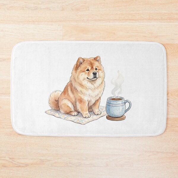 Item preview, Cozy Watercolor Chow Chow Fluffy Dog with Coffee Mug designed and sold by Paws And Pause.