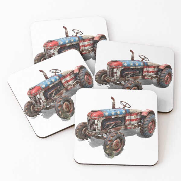 Item preview, Vintage USA Flag Tractor Rustic Distressed Country Art designed and sold by NotasCreativa.