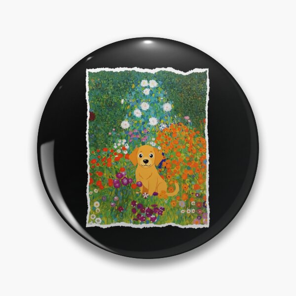 Item preview, Cute Golden Dog Sitting In Colorful Wildflower Garden Scene designed and sold by JordynLadukeg65.