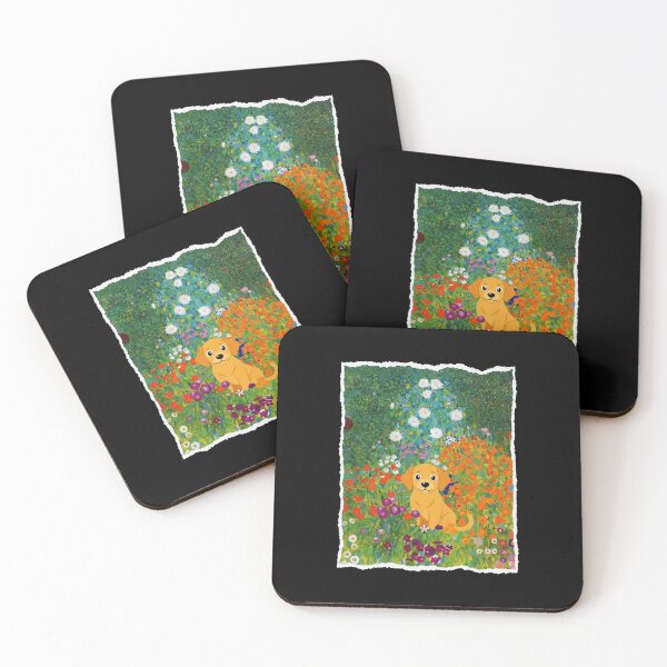 Item preview, Cute Golden Dog Sitting In Colorful Wildflower Garden Scene designed and sold by JordynLadukeg65.