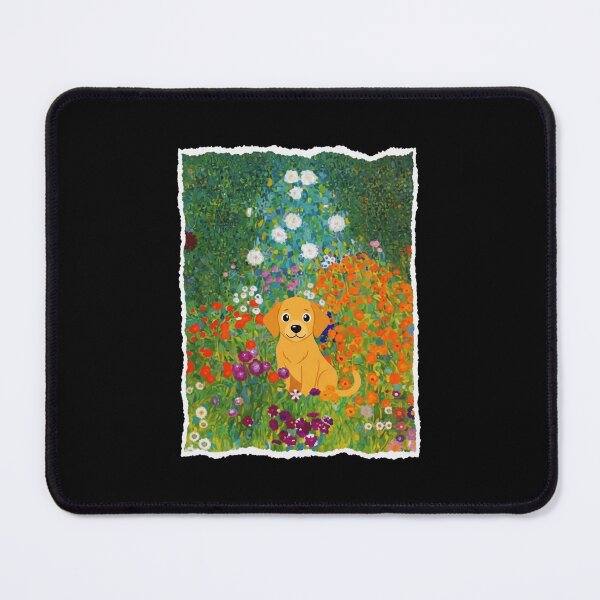 Item preview, Cute Golden Dog Sitting In Colorful Wildflower Garden Scene designed and sold by JordynLadukeg65.