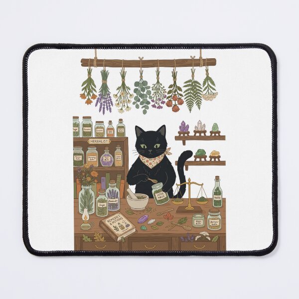 Item preview, Black Cat Botanical Apothecary Witchy Herbalist designed and sold by PictoVibe.