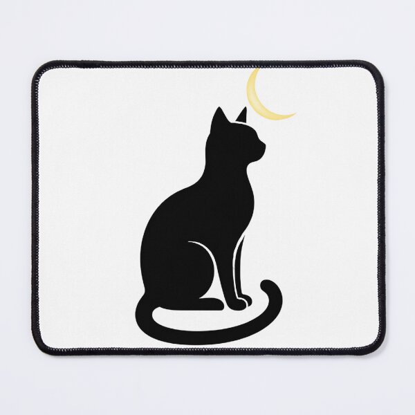 Item preview, Minimalist Black Cat and Crescent Moon Celestial Vector Art designed and sold by Paws And Pause.