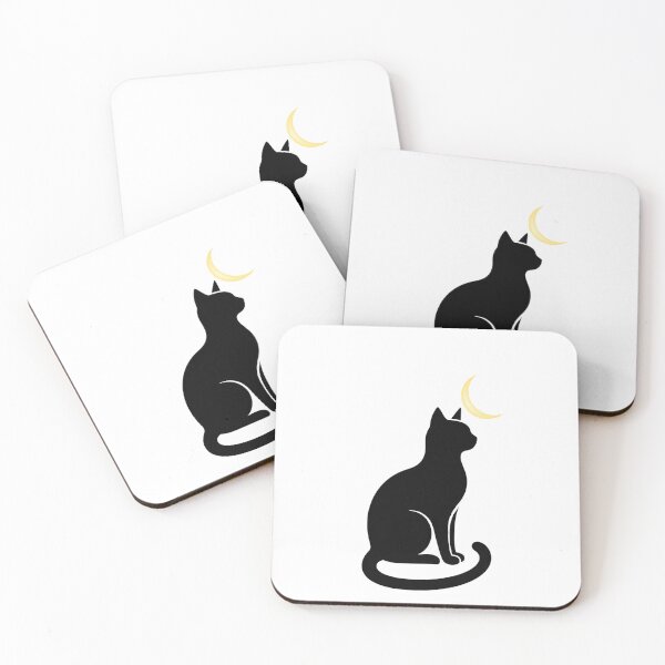 Item preview, Minimalist Black Cat and Crescent Moon Celestial Vector Art designed and sold by Paws And Pause.