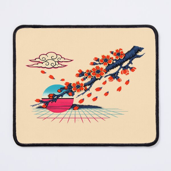 Item preview, Neon Retro Synthwave Ukiyo‑E Cherry Blossoms designed and sold by KungPowUnicorn.