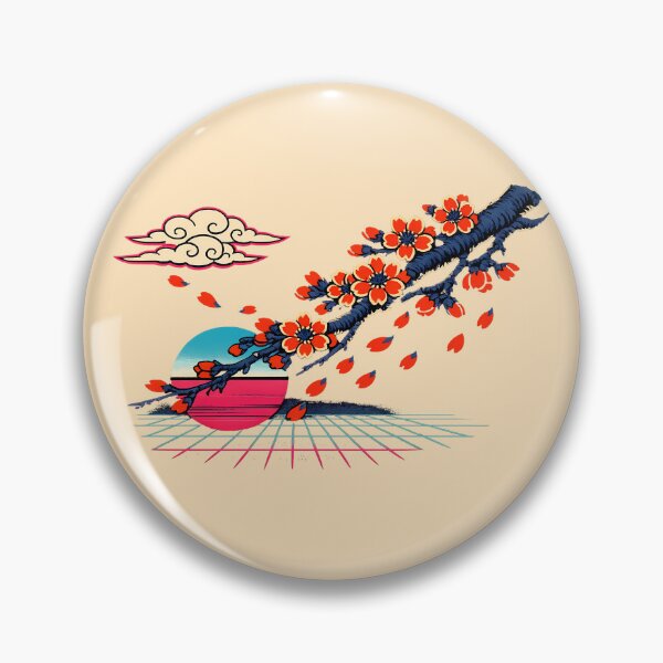 Item preview, Neon Retro Synthwave Ukiyo‑E Cherry Blossoms designed and sold by KungPowUnicorn.