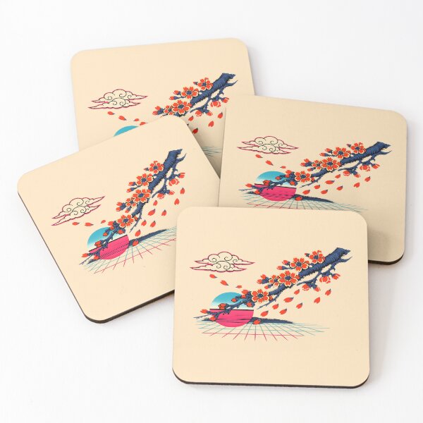 Item preview, Neon Retro Synthwave Ukiyo‑E Cherry Blossoms designed and sold by KungPowUnicorn.