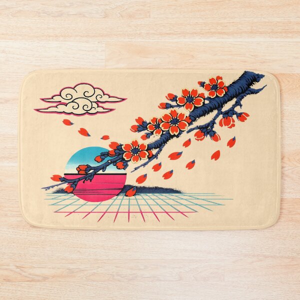 Item preview, Neon Retro Synthwave Ukiyo‑E Cherry Blossoms designed and sold by KungPowUnicorn.