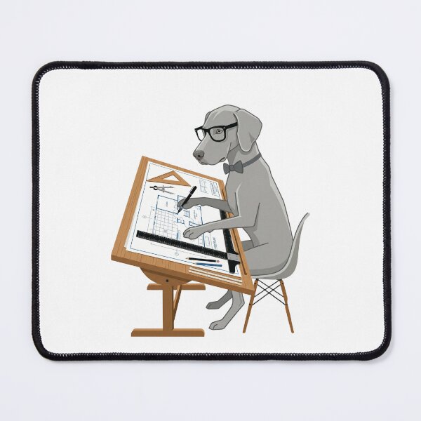 Item preview, Weimaraner Dog Architect Blueprint Mid-Century Modern designed and sold by PictoVibe.