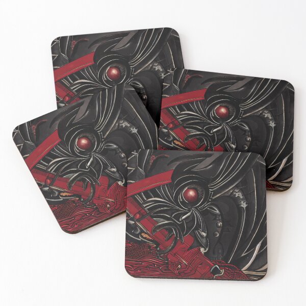Item preview, Dark Oni Samurai Helmet Red Eye Demon Mask Yokai Art designed and sold by YugenWorkshop.