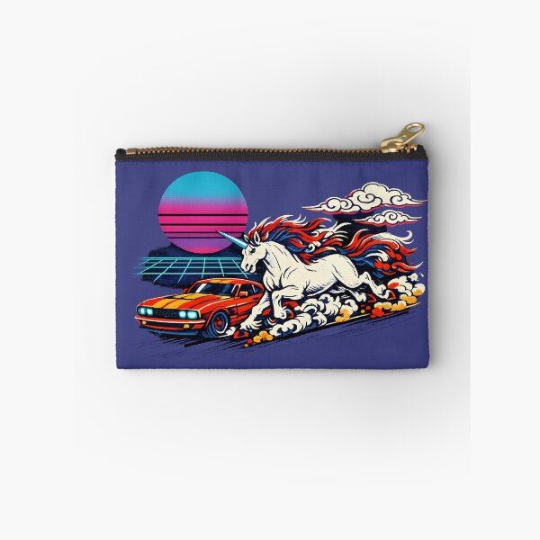 Item preview, Neon Retro Synthwave Ukiyo‑E Unicorn vs Mustang designed and sold by KungPowUnicorn.