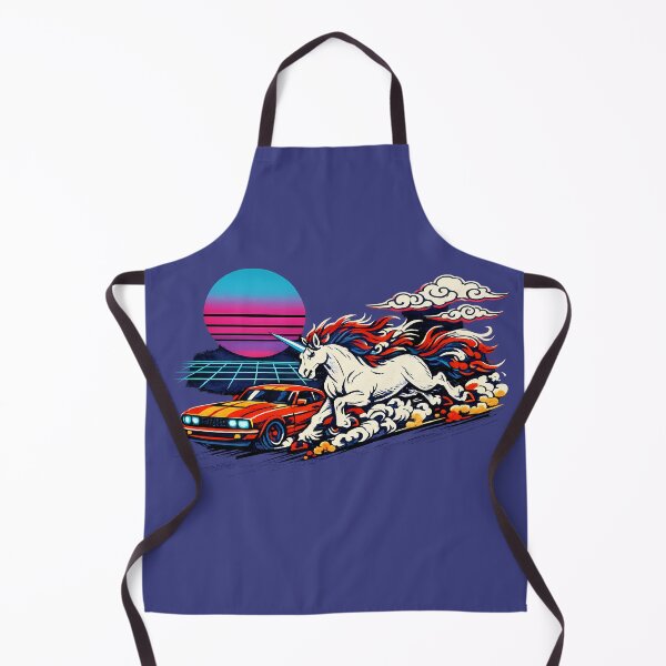 Item preview, Neon Retro Synthwave Ukiyo‑E Unicorn vs Mustang designed and sold by KungPowUnicorn.