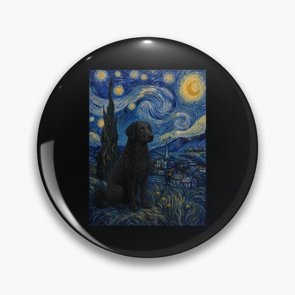 Item preview, Curly-Coated Retriever Dog Van Gogh Starry Night  designed and sold by Littermin.