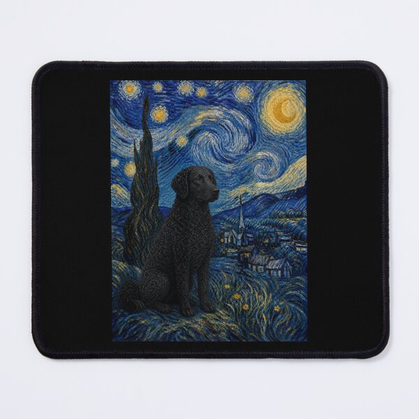Item preview, Curly-Coated Retriever Dog Van Gogh Starry Night designed and sold by Littermin.