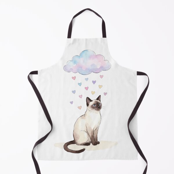 Item preview, Siamese Cat Raining Hearts Cute Pastel Watercolor Art designed and sold by Paws And Pause.