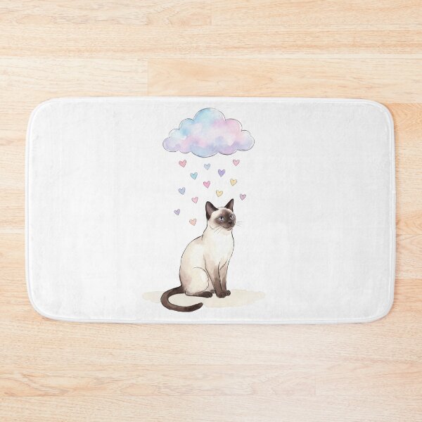 Item preview, Siamese Cat Raining Hearts Cute Pastel Watercolor Art designed and sold by Paws And Pause.