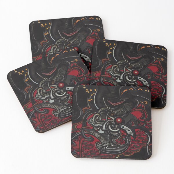 Item preview, Dark Serpent Dragon Coil Red Eye Yokai Fang Surreal Art designed and sold by YugenWorkshop.