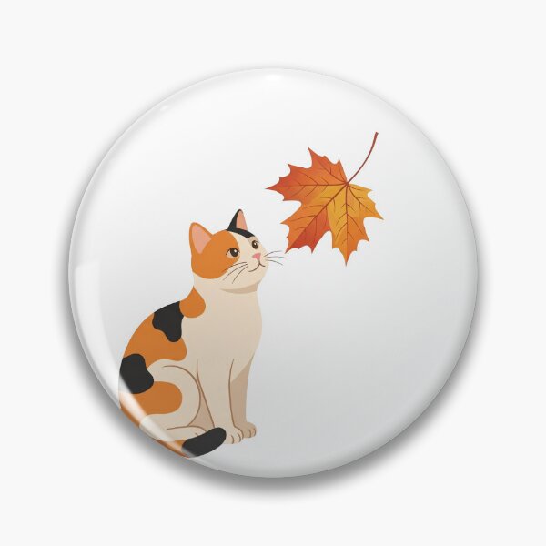 Item preview, Cute Calico Cat and Autumn Leaf Cozy Fall Vector Art designed and sold by Paws And Pause.