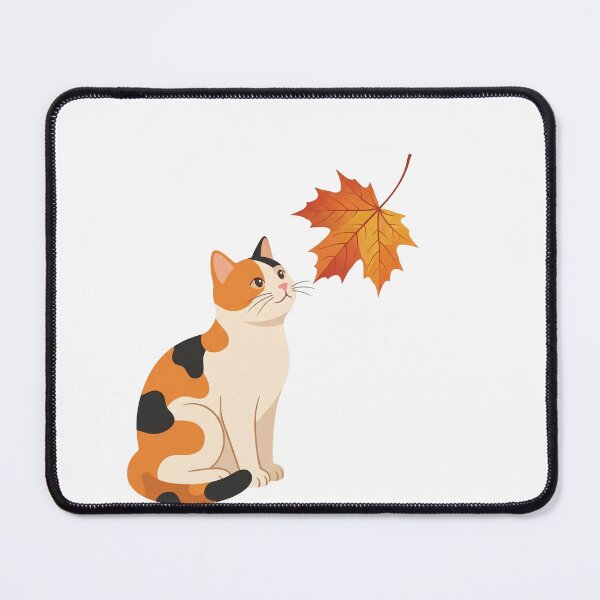 Item preview, Cute Calico Cat and Autumn Leaf Cozy Fall Vector Art designed and sold by Paws And Pause.