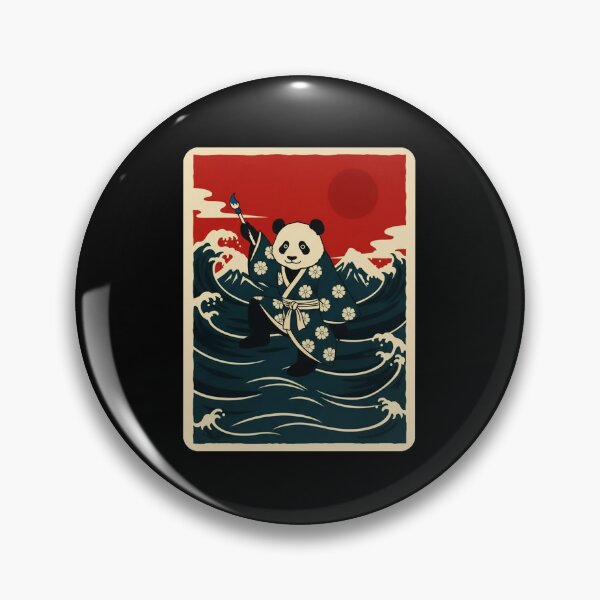 Item preview, Panda Artist Riding Ocean Waves in Japanese Inspired Style designed and sold by JordynLadukeg65.
