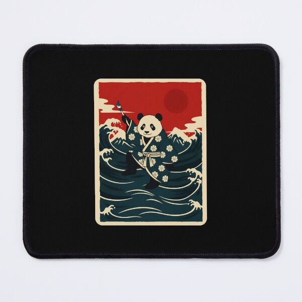 Item preview, Panda Artist Riding Ocean Waves in Japanese Inspired Style designed and sold by JordynLadukeg65.