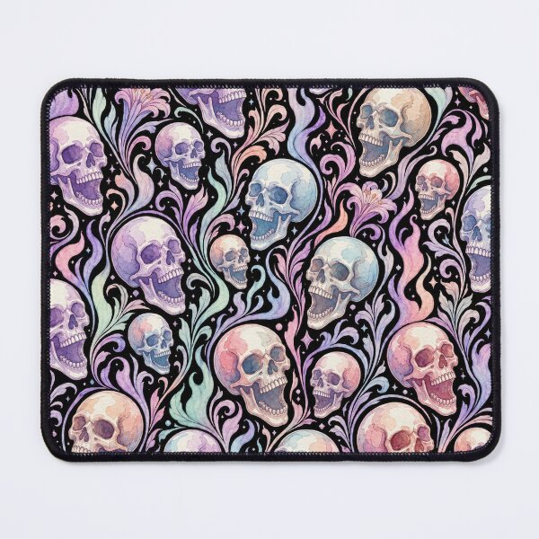 Item preview, Goth Watercolor Pastel Skulls and Flames Pattern designed and sold by BeJolley.
