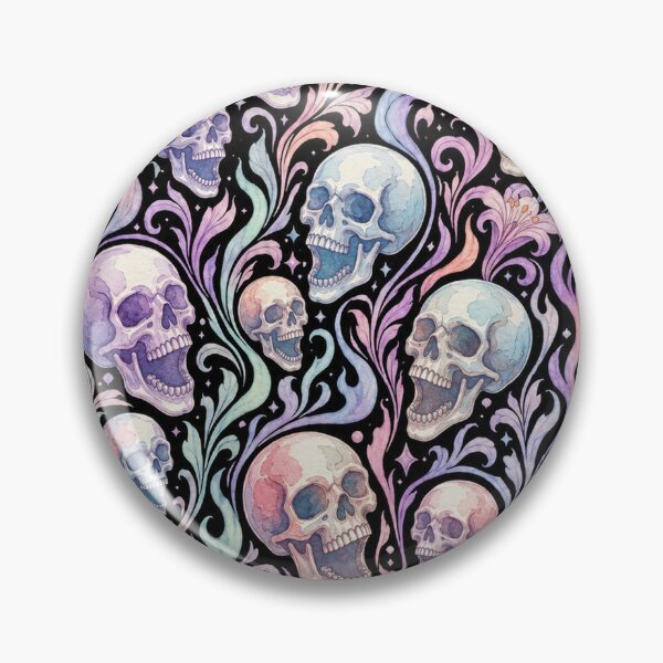 Item preview, Goth Watercolor Pastel Skulls and Flames Pattern designed and sold by BeJolley.