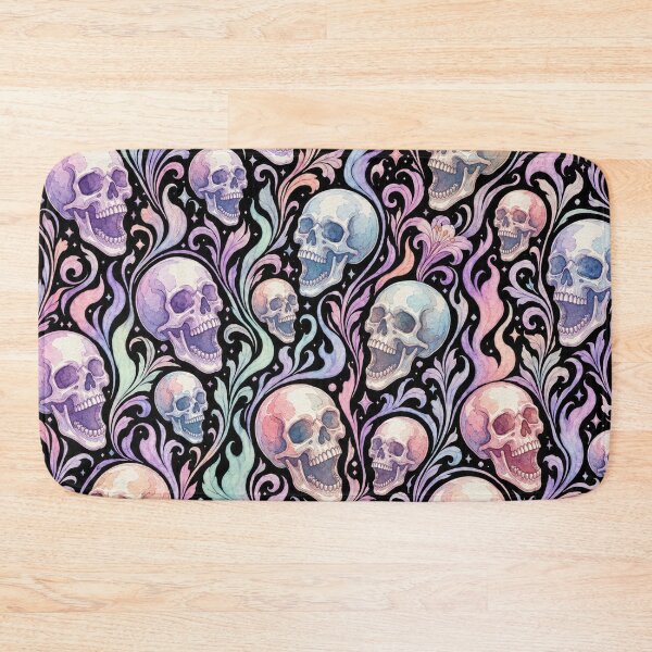 Item preview, Goth Watercolor Pastel Skulls and Flames Pattern designed and sold by BeJolley.