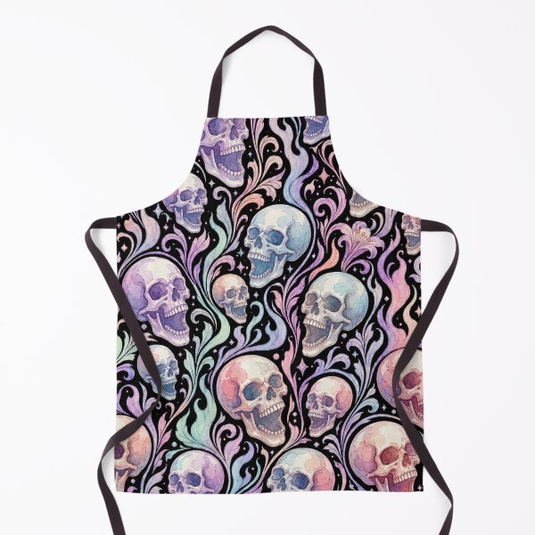 Item preview, Goth Watercolor Pastel Skulls and Flames Pattern designed and sold by BeJolley.